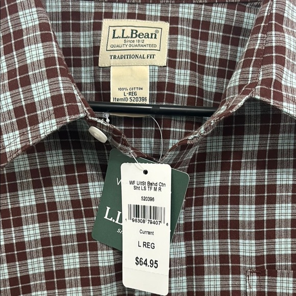 L.L. Bean Men's Plaid Shirt - Red and White - Picture 2 of 4
